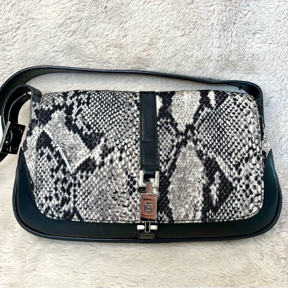 Gucci Jackie Python Print Canvas Hobo Shoulder Bag - image 2